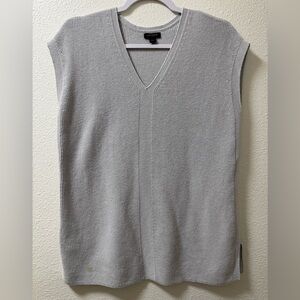 J. Jill Wearever Sweater Vest V-Neck Ribbed Knit Boxy Slits Gray Women's Medium